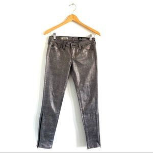 AG jeans plaid waxed legging ankle zip pants